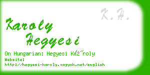 karoly hegyesi business card